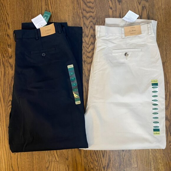 (2) L.L. Bean Original Fit pants 20R black and khaki NWT - Picture 2 of 9